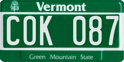 VT license plate COK087