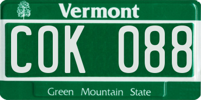 VT license plate COK088