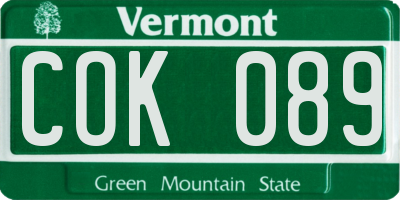 VT license plate COK089