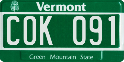 VT license plate COK091