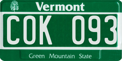 VT license plate COK093