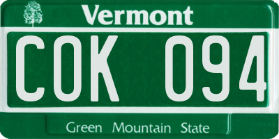 VT license plate COK094