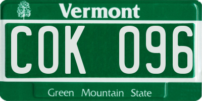 VT license plate COK096