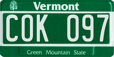 VT license plate COK097