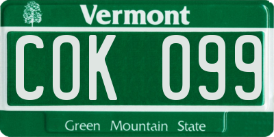 VT license plate COK099
