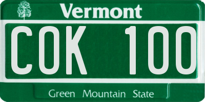 VT license plate COK100