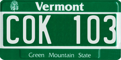 VT license plate COK103