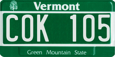 VT license plate COK105