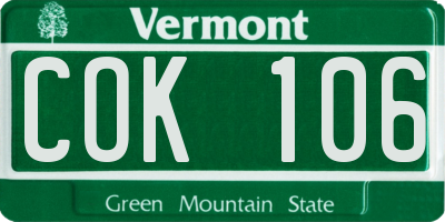VT license plate COK106