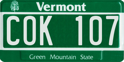 VT license plate COK107