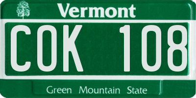 VT license plate COK108