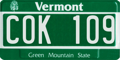 VT license plate COK109