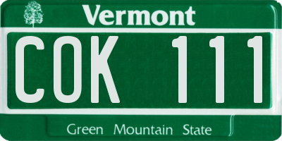 VT license plate COK111