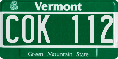 VT license plate COK112