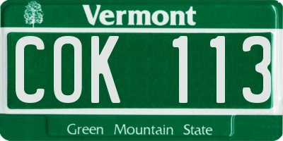 VT license plate COK113
