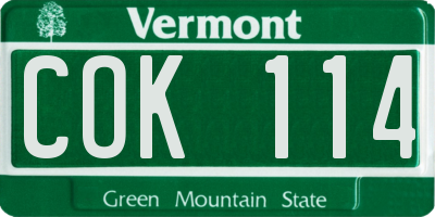 VT license plate COK114