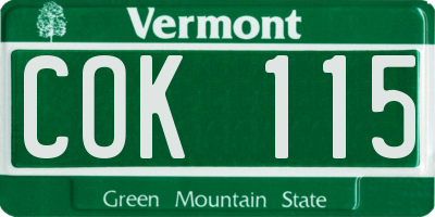 VT license plate COK115