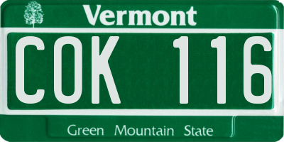 VT license plate COK116