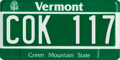 VT license plate COK117