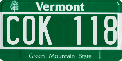 VT license plate COK118