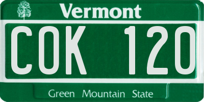 VT license plate COK120