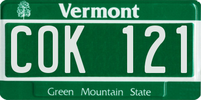 VT license plate COK121