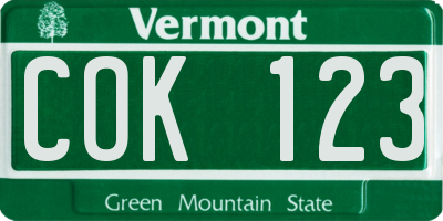 VT license plate COK123