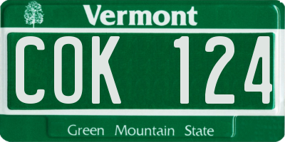 VT license plate COK124
