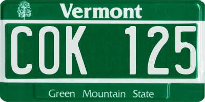 VT license plate COK125