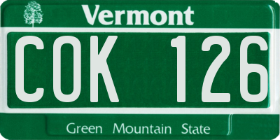 VT license plate COK126