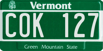VT license plate COK127