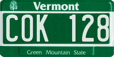 VT license plate COK128