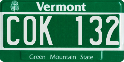 VT license plate COK132