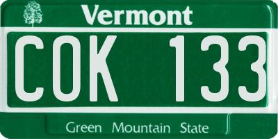 VT license plate COK133