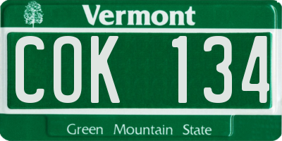 VT license plate COK134