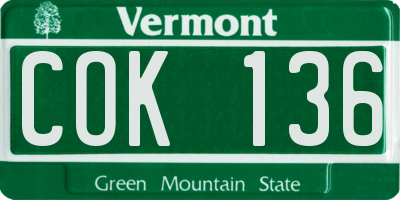 VT license plate COK136