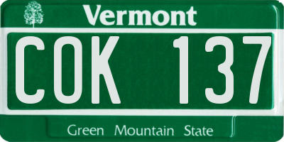 VT license plate COK137