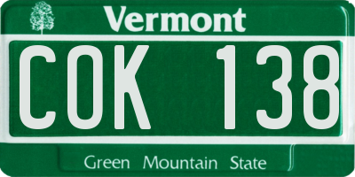 VT license plate COK138