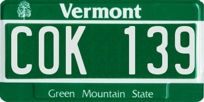 VT license plate COK139