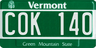 VT license plate COK140
