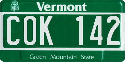 VT license plate COK142