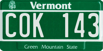 VT license plate COK143