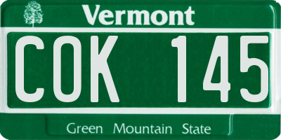 VT license plate COK145