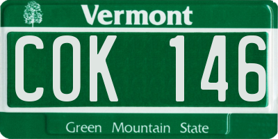 VT license plate COK146