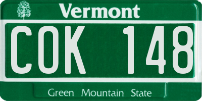VT license plate COK148