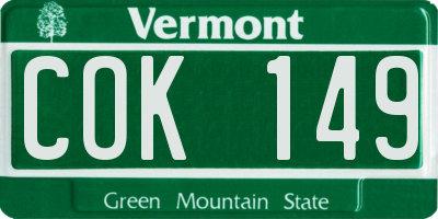 VT license plate COK149
