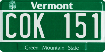 VT license plate COK151