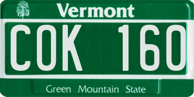 VT license plate COK160