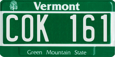 VT license plate COK161