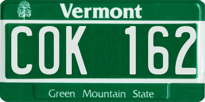 VT license plate COK162